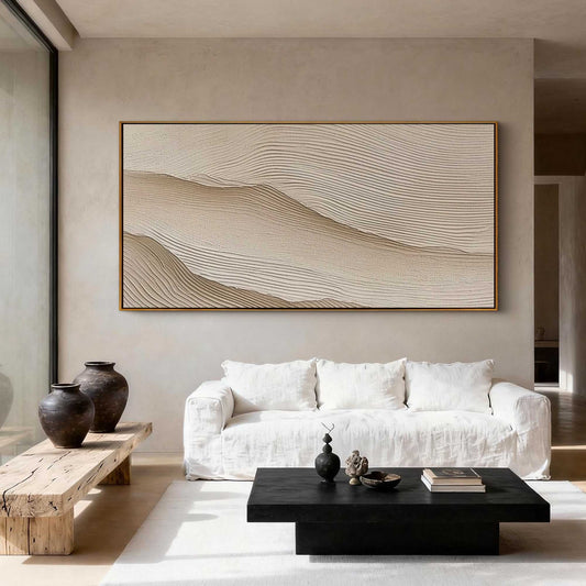 Beige Sand Wave Textured Abstract Painting
