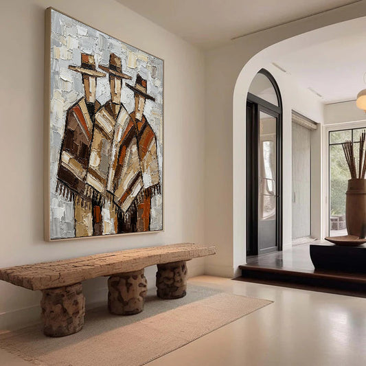 Heritage Trio – Earth Tone Textured Figurative Painting