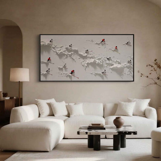 Alpine Skiers 3D Textured Painting