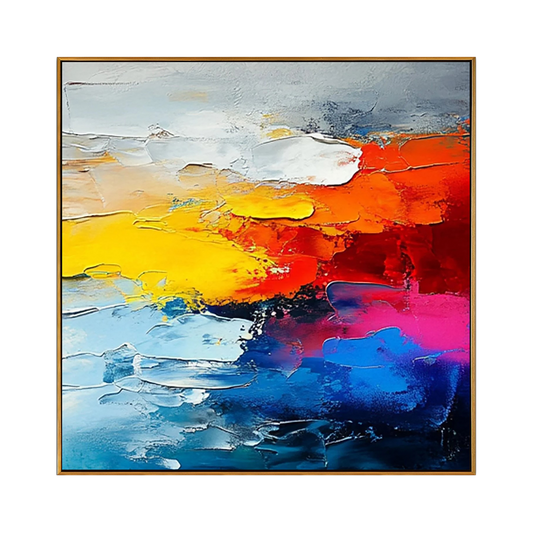 Fiery Horizon Textured Painting