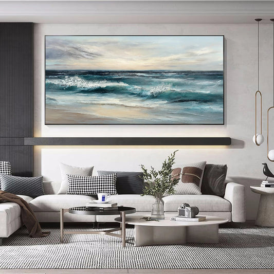 Azure Drift Coastal Seascape Painting