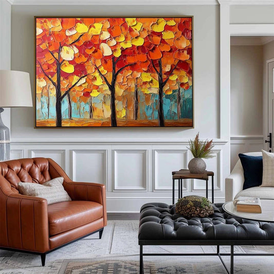 Autumn Ember Forest Abstract Painting