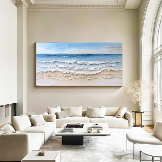 Calm Horizon Blue Seascape Painting
