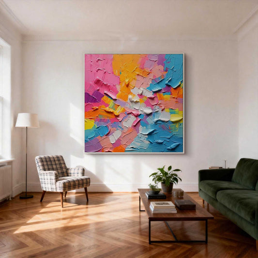 Rainbow Burst Textured Painting