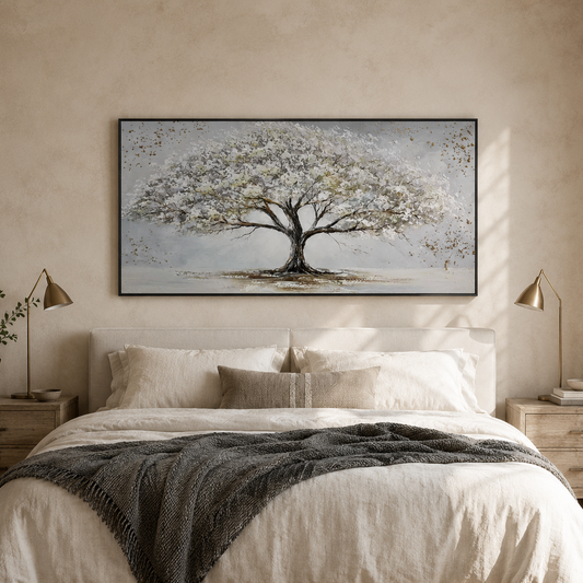Silver Tree Textured Painting