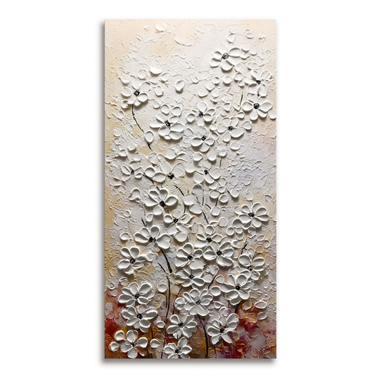White Floral Textured Painting #ART40