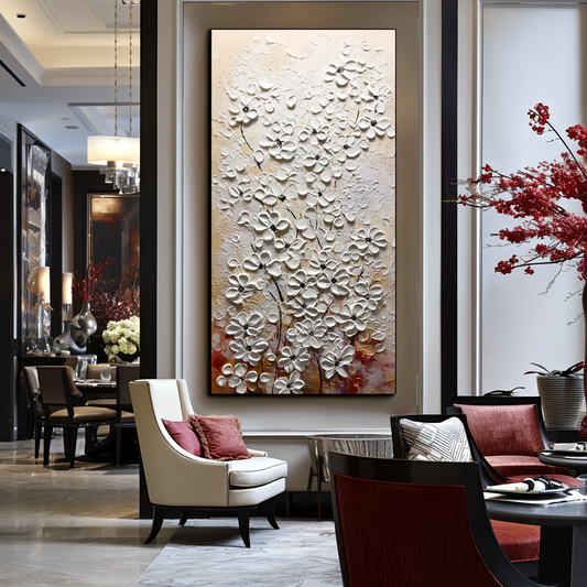 White Floral Textured Painting #ART40