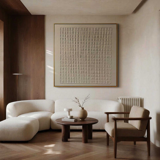 Neutral Grid Minimalist Painting