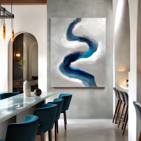 Blue Abstract Fluid Painting #ART45