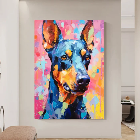 Bold Gaze Colorful Doberman Painting