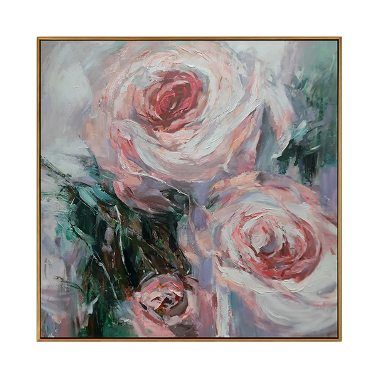 Blush Rose Impasto Floral Painting