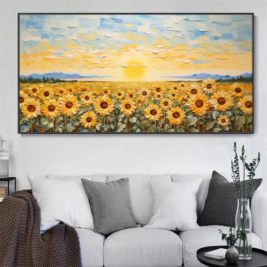 Sunrise Over Golden Sunflowers Painting