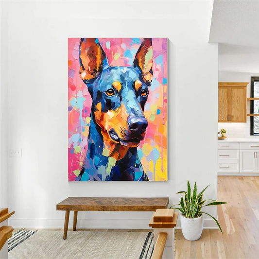 Bold Gaze Colorful Doberman Painting