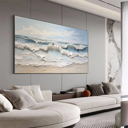 Golden Horizon-Blue Ocean Abstract Painting