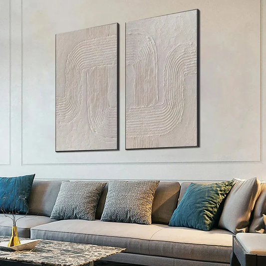 Set of 2 Minimalist Textured Paintings