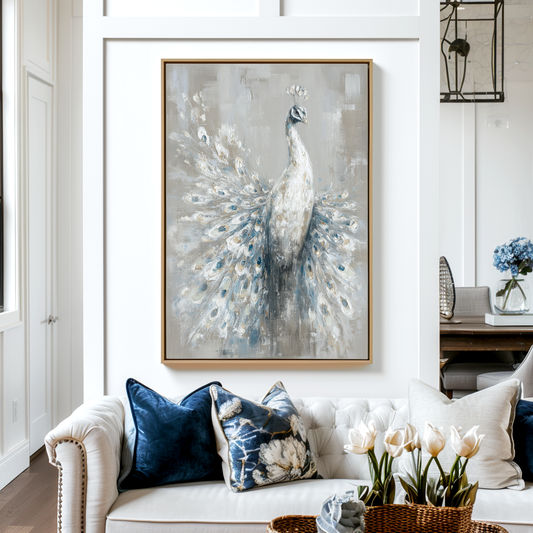 White Peacock Textured Wall Art #ART57