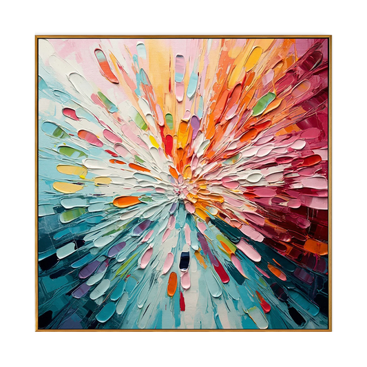 Radiant Burst Impasto Abstract Canvas Art