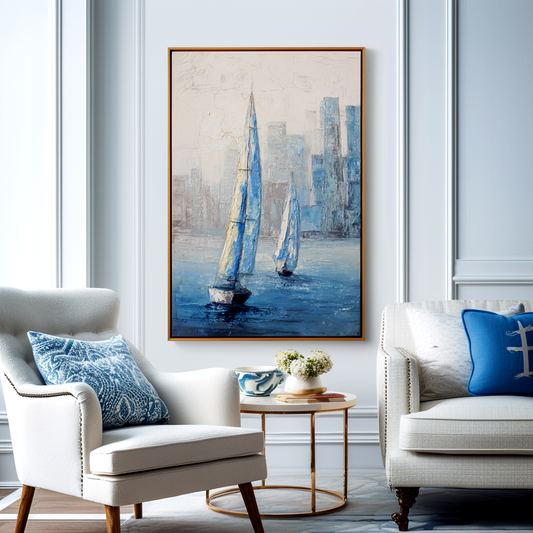 Blue City Seascape Oil Painting #ART61
