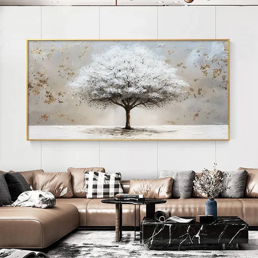 White Tree Textured Painting