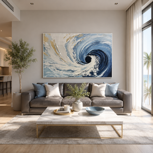Ocean Whirl Blue Abstract Painting #PH0112