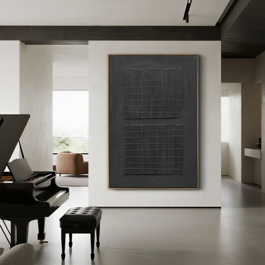 Noir Rhythm Textured Minimalist Canvas Art