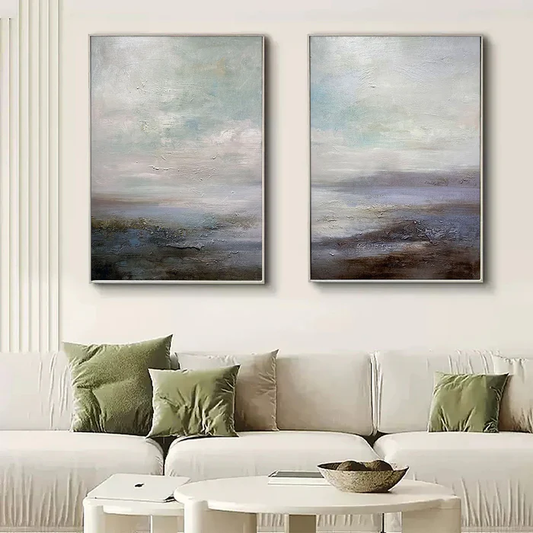 Tranquil Horizon Abstract Landscape Painting Set Set of 2