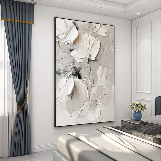 Ivory Whisper Floral Abstract Painting