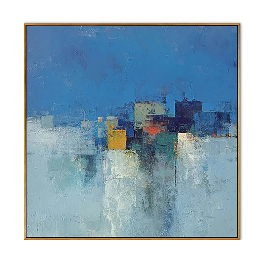 Cobalt Horizon Abstract Cityscape