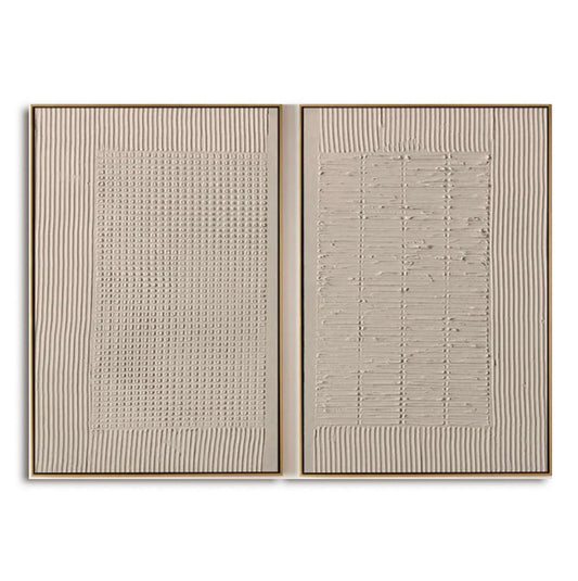 Set of 2 Beige Textured Paintings