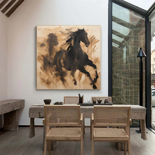 Gallop Spirit Black Horse Painting
