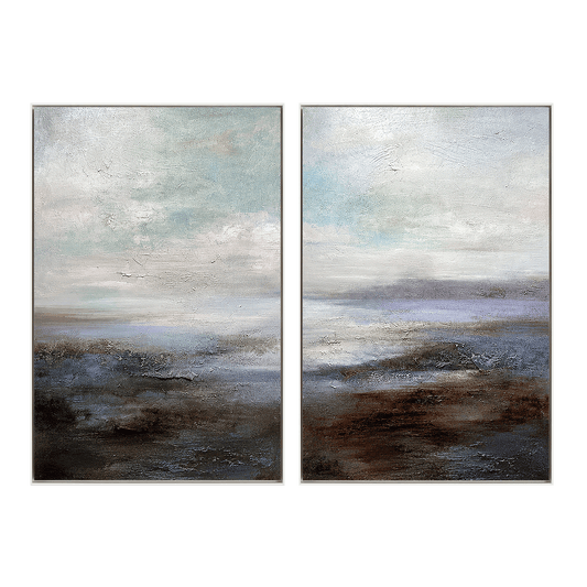 Tranquil Horizon Abstract Landscape Painting Set Set of 2