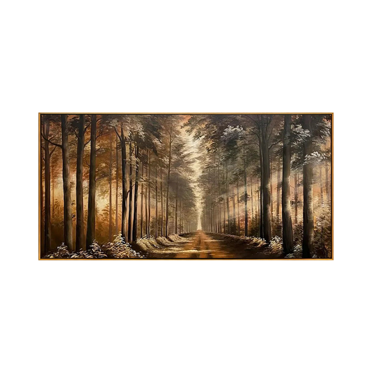 Golden Hour Forest Path Painting