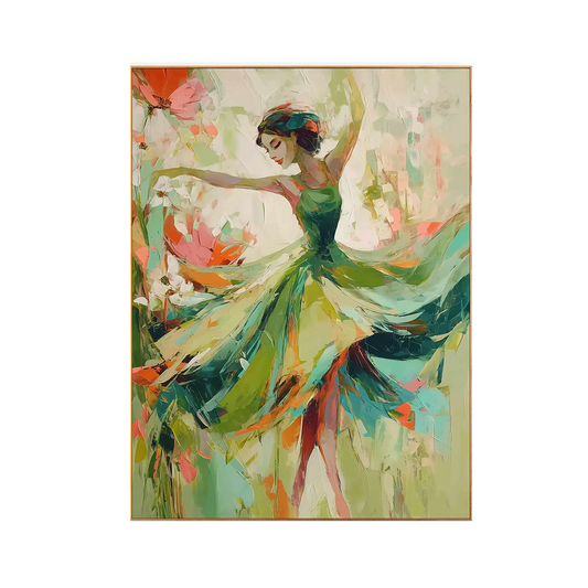 Emerald Bloom Ballerina Impressionist Painting