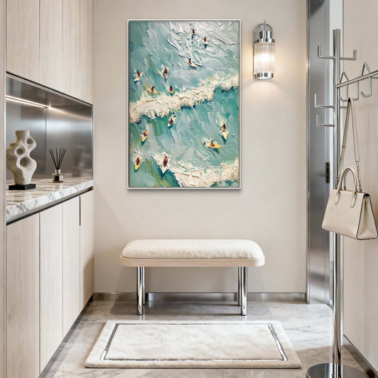 Coastal Surf Impasto Ocean Oil Painting