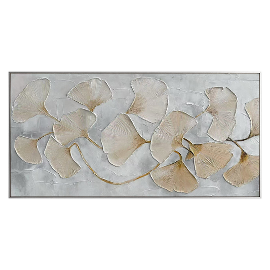 Golden Harmony Ginkgo Leaf Painting