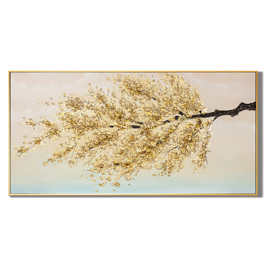 Golden Reverie-Gold Blossom Painting