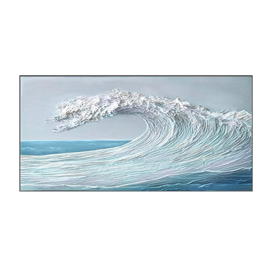 Silver Crest-Textured Ocean Wave Painting