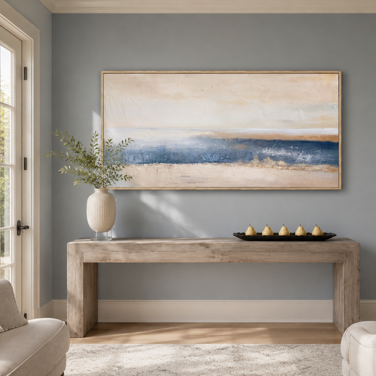 Serenity Coast Blue Abstract Painting