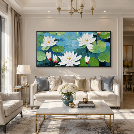 White Lotus Textured Painting