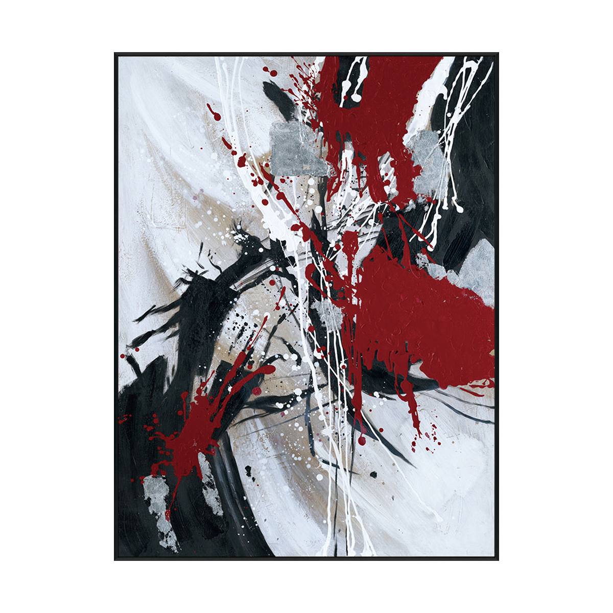 Arteleer Red and Black Abstract Expression Painting – Modern Wall Art