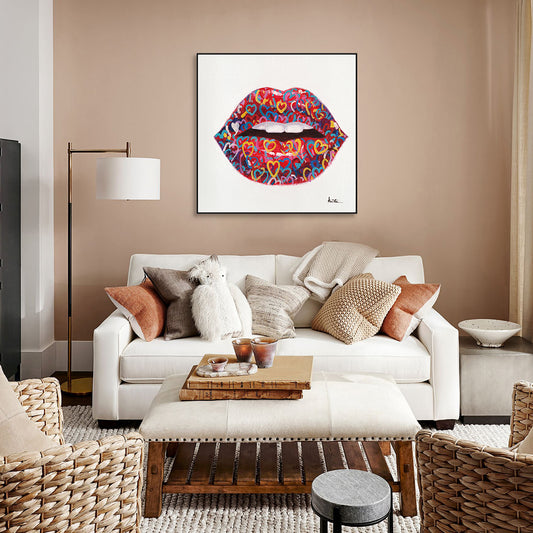 Graffiti Heart Lips Pop Art Painting #I2138
