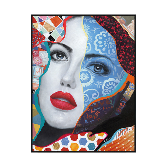 Blue Bloom Abstract Portrait Painting #I2160