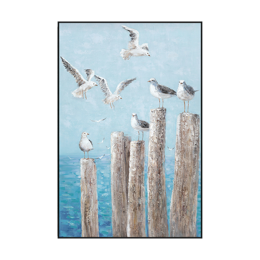 Seagull Haven Coastal Seascape Painting #I3633