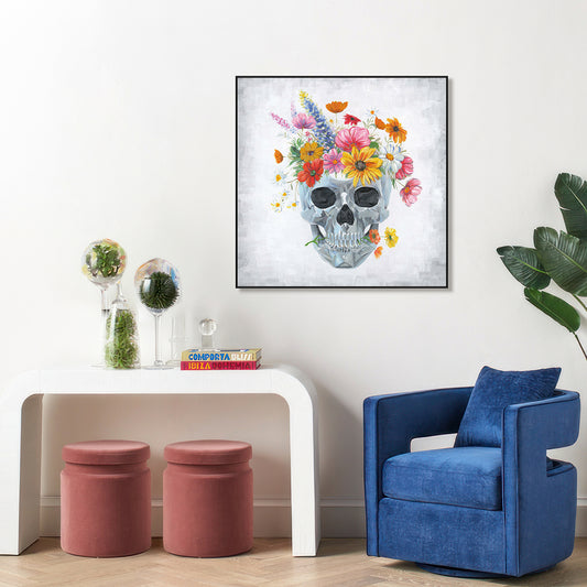 Blooming Skull Flower Painting #J2170