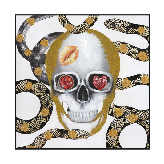 Golden Skull Snake Art Painting #J2565