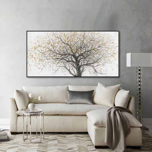 Golden Branch Abstract Tree Painting #J3717