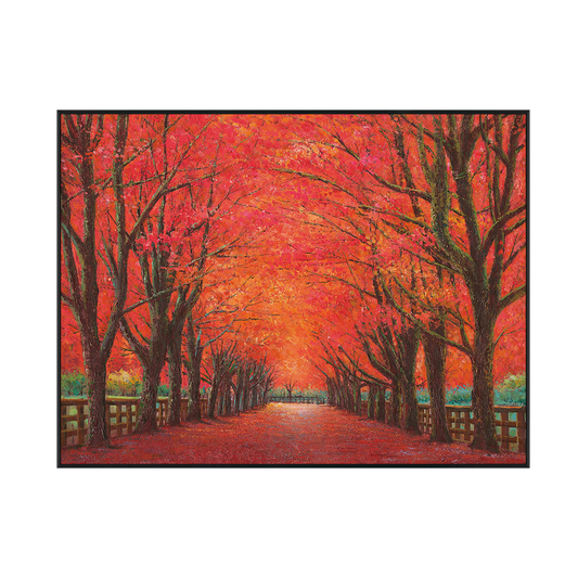 Crimson Path Autumn Forest Painting #J4017