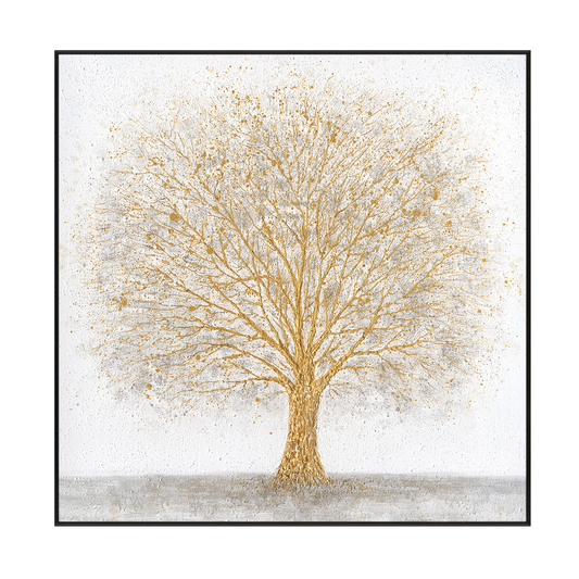 Golden Tree White Abstract Painting #J4172