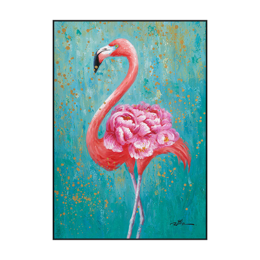 Floral Grace Pink Flamingo Painting #K0041
