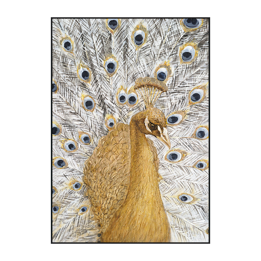 Golden Majesty Peacock Textured Painting #K3688
